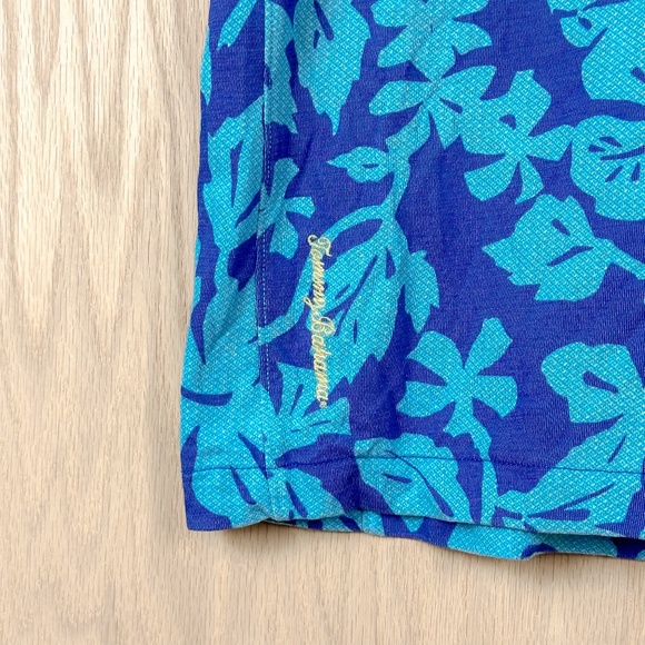 Tommy Bahama Polo Shirt Blue Floral Hawaiian Print - Picture 5 of 11
